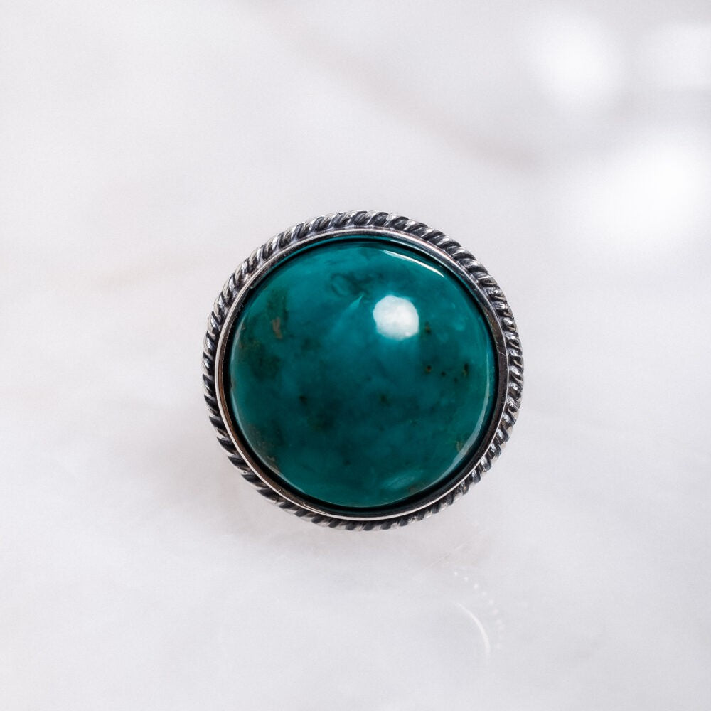 “Planet”, Chrysocolla and .950 Sterling Silver Ring