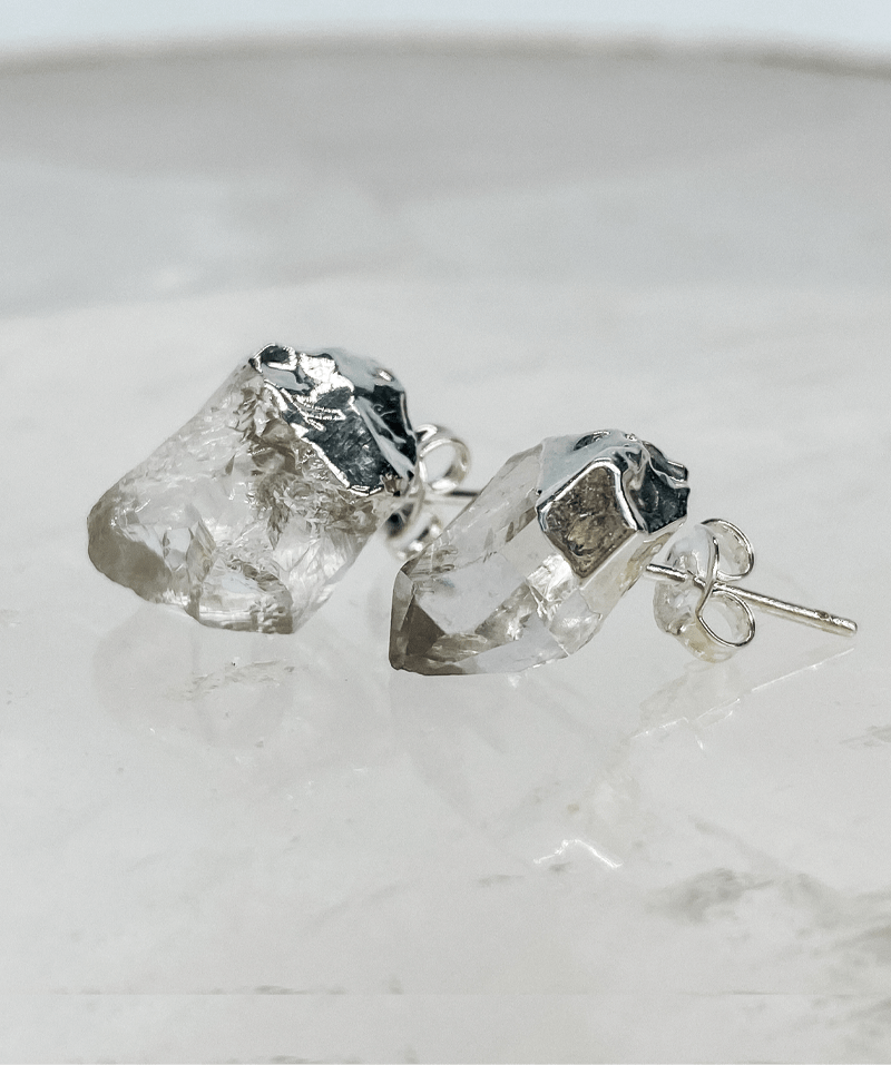 Clear quartz stud earrings 1-2