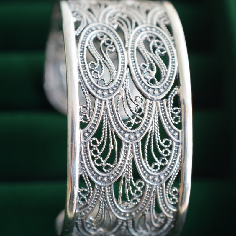 ‘Peacock Beauty’ Filigree Cuff Bracelet