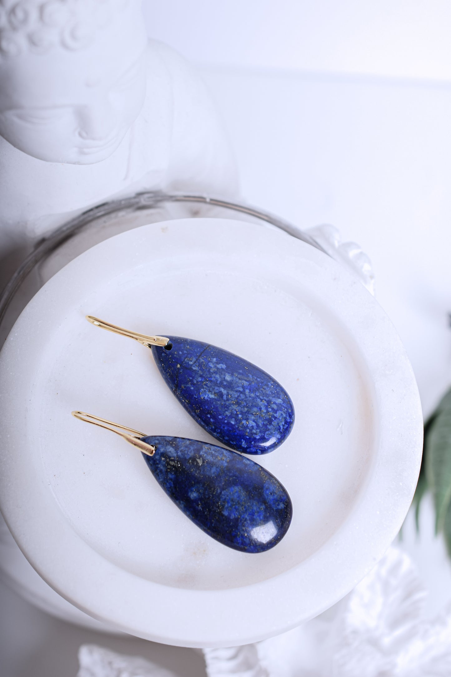 Lapis Lazuli Drop Earrings – Natural Teardrop Gemstone on Gold Plated Hooks