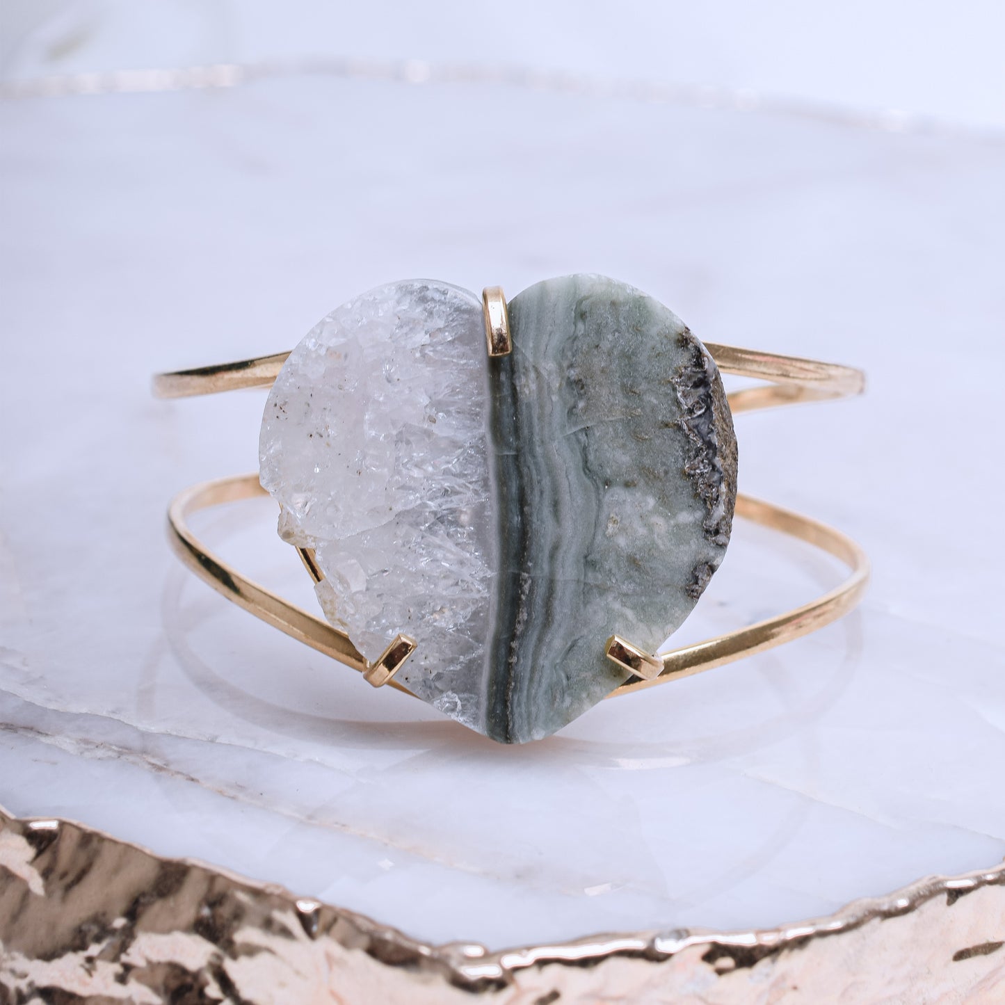 Amethyst Stalactite Gold Plated Heart-Shaped Bracelet