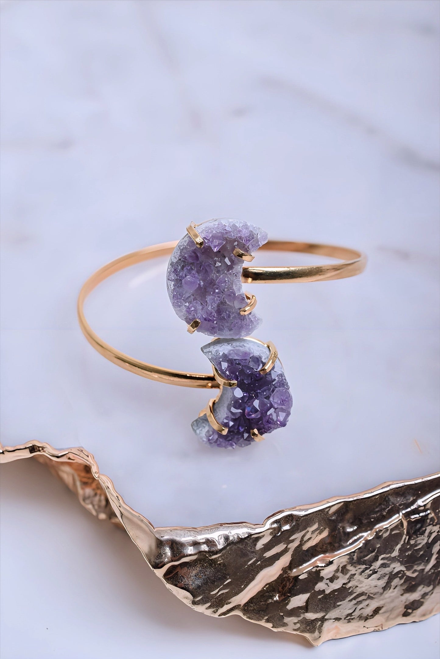 Amethyst Gold Plated Moon Bracelet