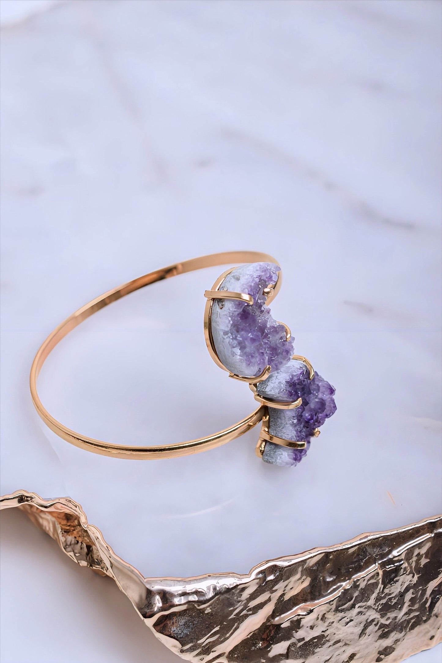 Amethyst Gold Plated Moon Bracelet