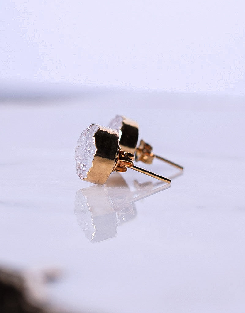 Druzy Quartz Rounded Stud Earrings 3
