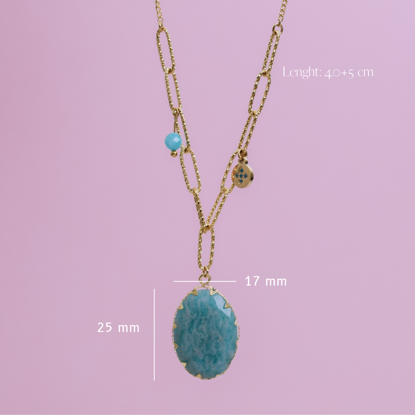 Amazonite Drop Necklace – 18k Gold Plated Stainless Steel