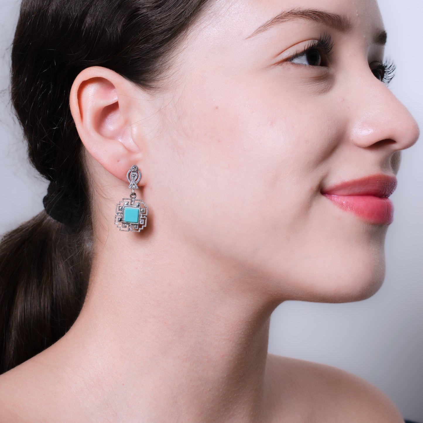 Turquoise Marcasite Radiance Earrings