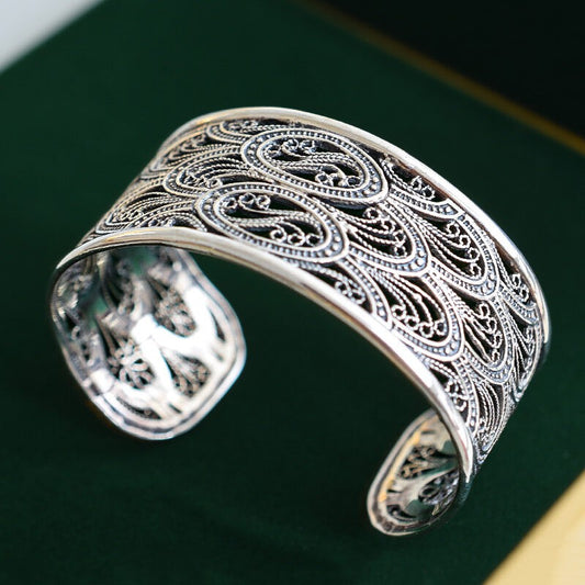 ‘Peacock Beauty’ Filigree Cuff Bracelet