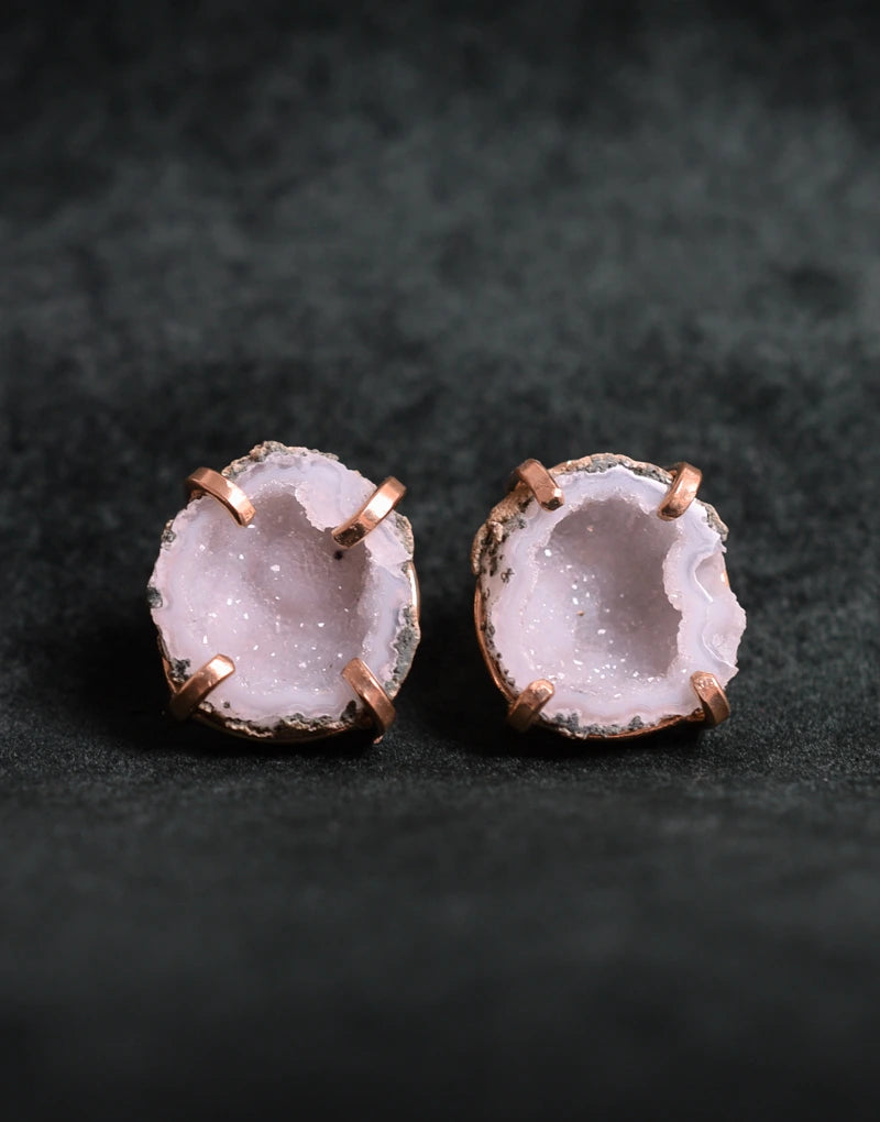 Mexican geode studs earrings by Iridice