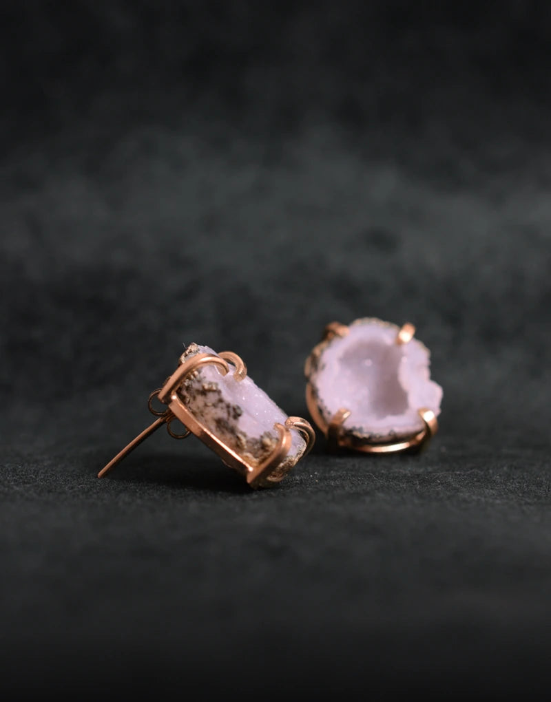 Mexican geode studs earrings by Iridice