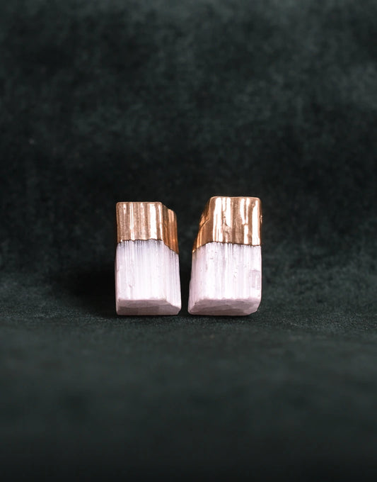 Selenite Gold Plated Stud Earrings