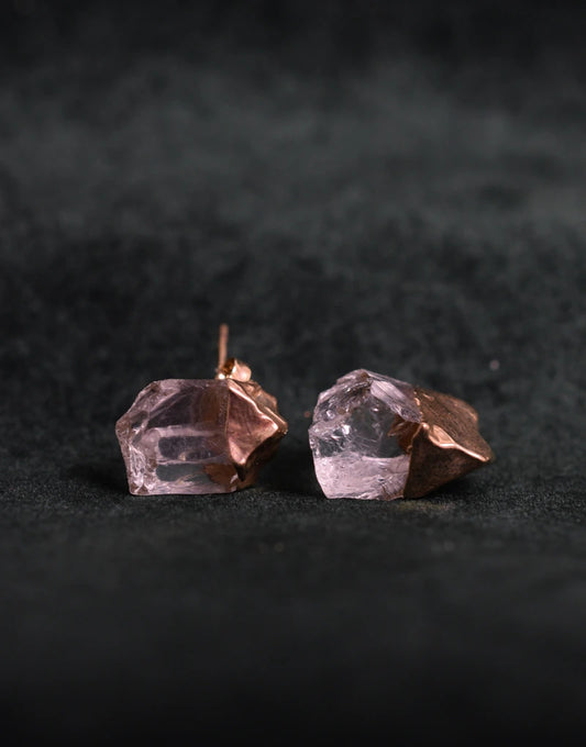 Raw clear quartz studs by Iridice