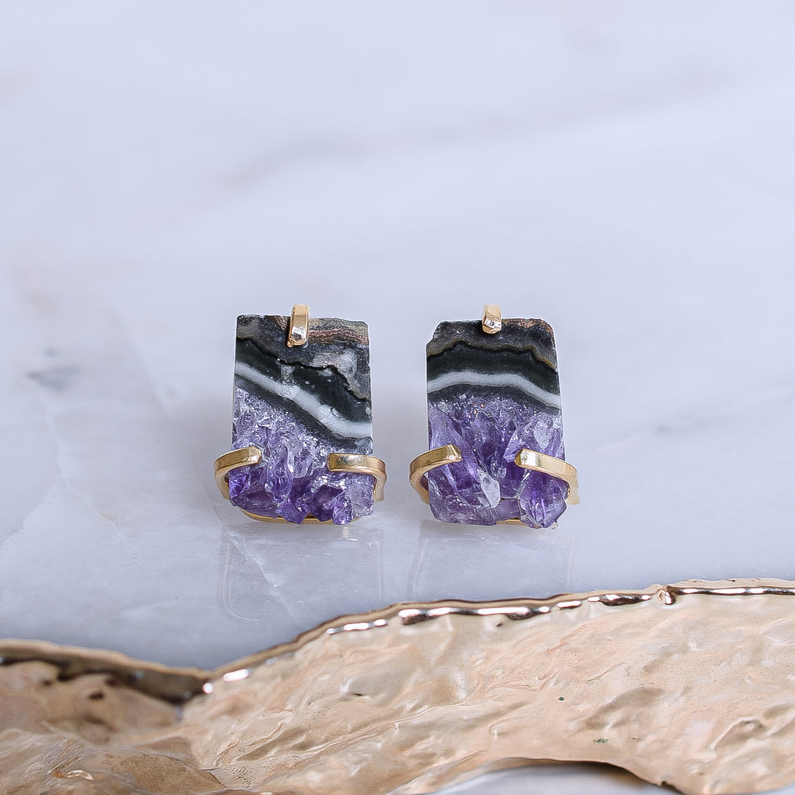 Amethyst Stalactite Stud Earrings 1