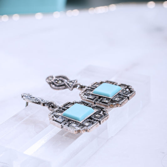 Turquoise Marcasite Radiance Earrings