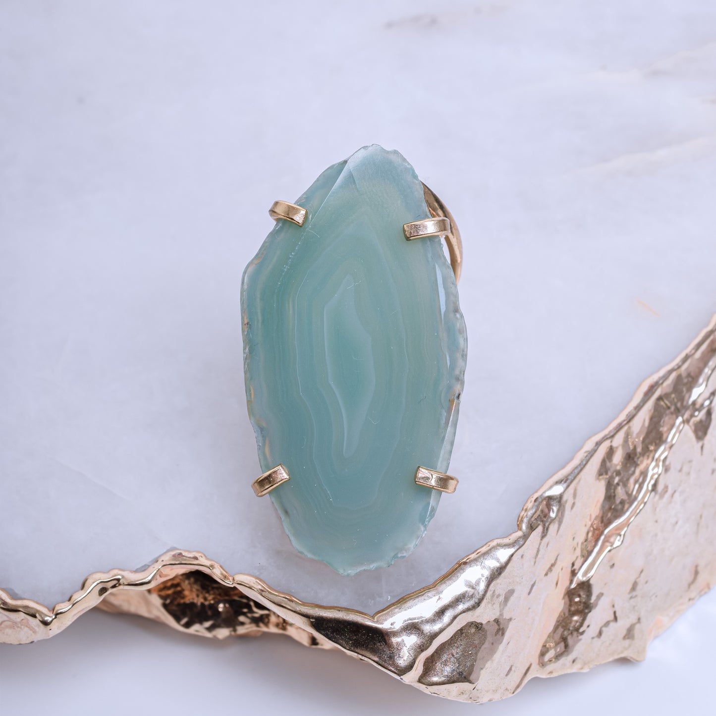 Agate Gold Plated Ring 1