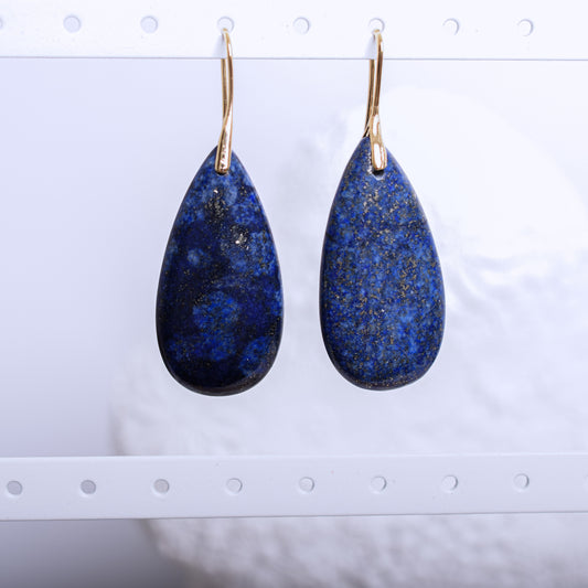 Lapis Lazuli Drop Earrings – Natural Teardrop Gemstone on Gold Plated Hooks