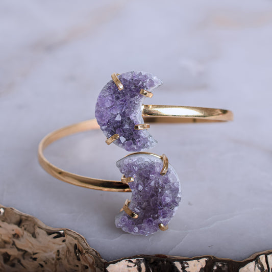 Amethyst Gold Plated Moon Bracelet