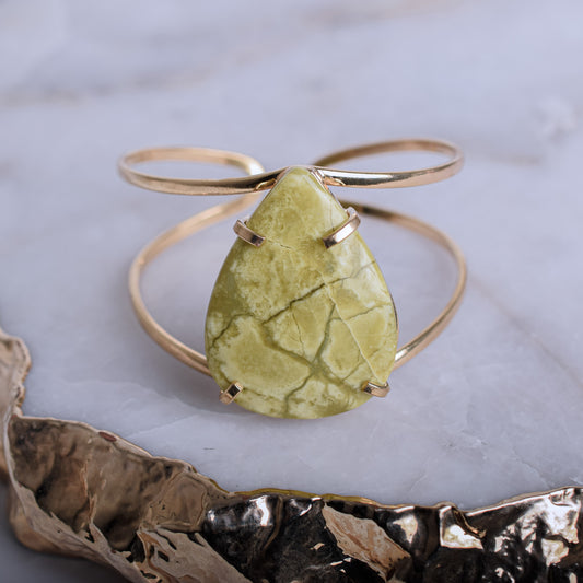 Lemon Jasper Gold Plated Drop-Shaped Bracelet