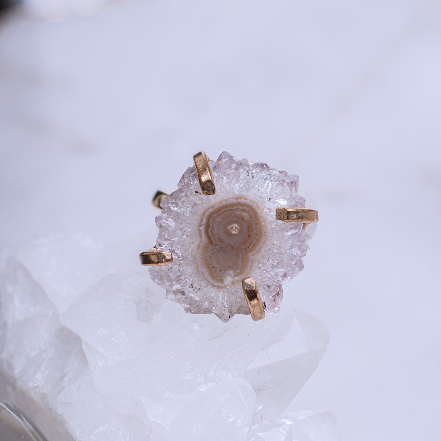 Amethyst Stalactite Gold Plated Ring 2