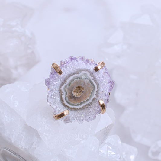 Amethyst Stalactite Gold Plated Ring 3