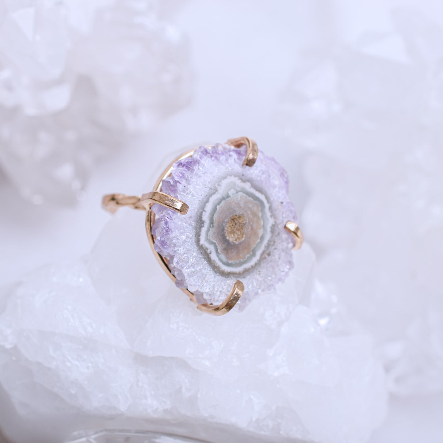 Amethyst Stalactite Gold Plated Ring 3