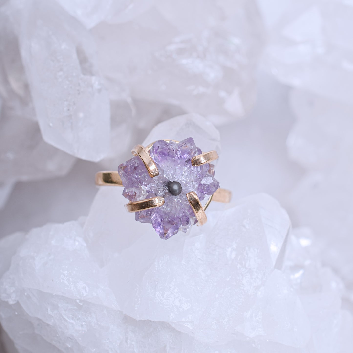 Amethyst Stalactite Gold Plated Ring