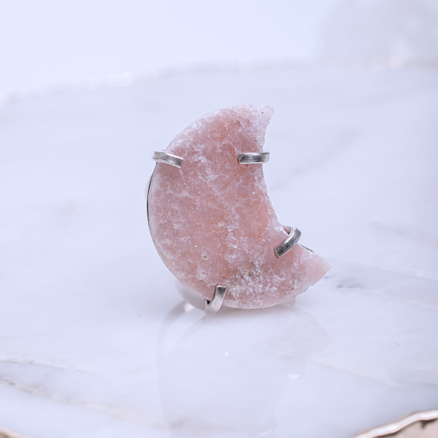 Pink Amethyst Silver Plated Ring