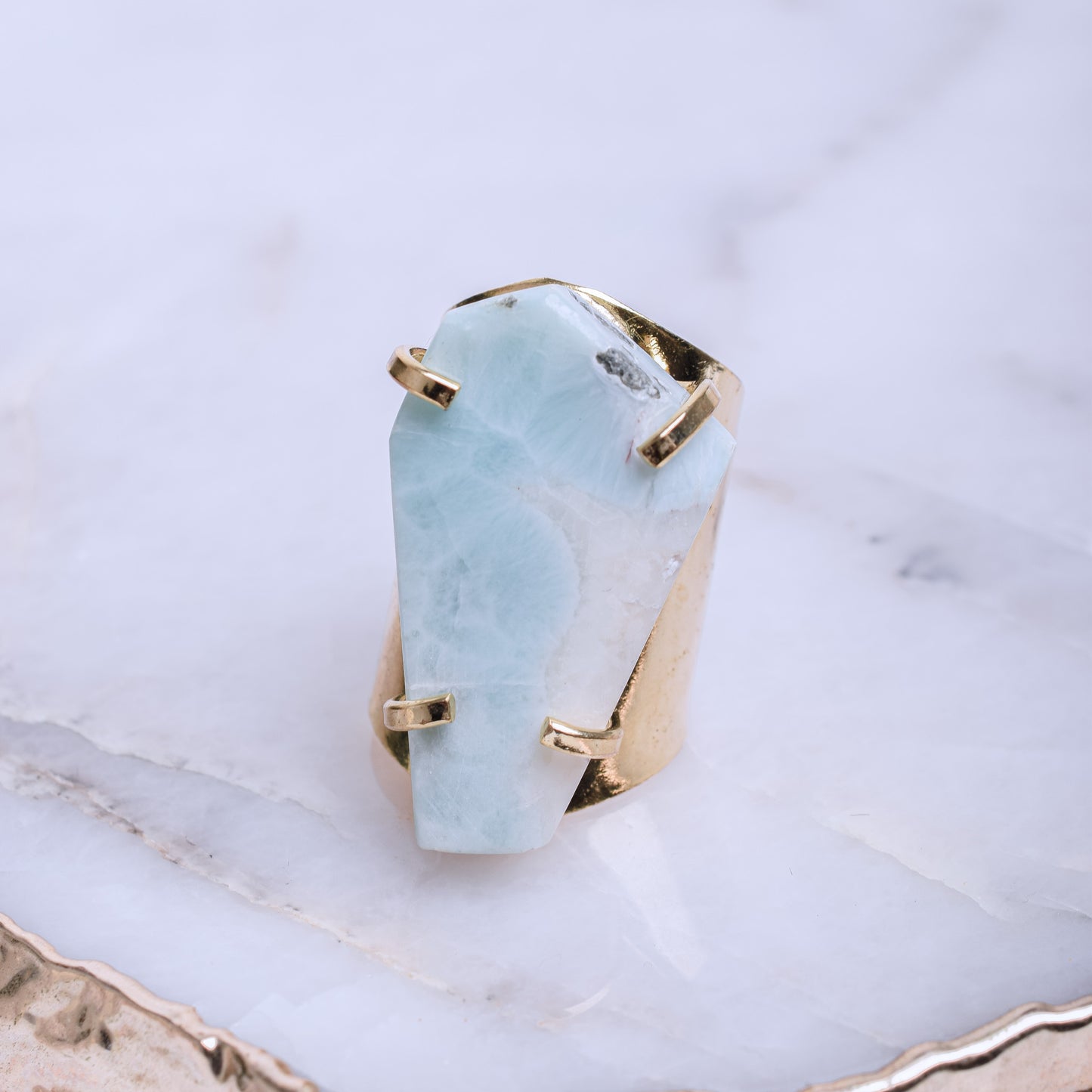 Larimar Gold Plated Ring 2