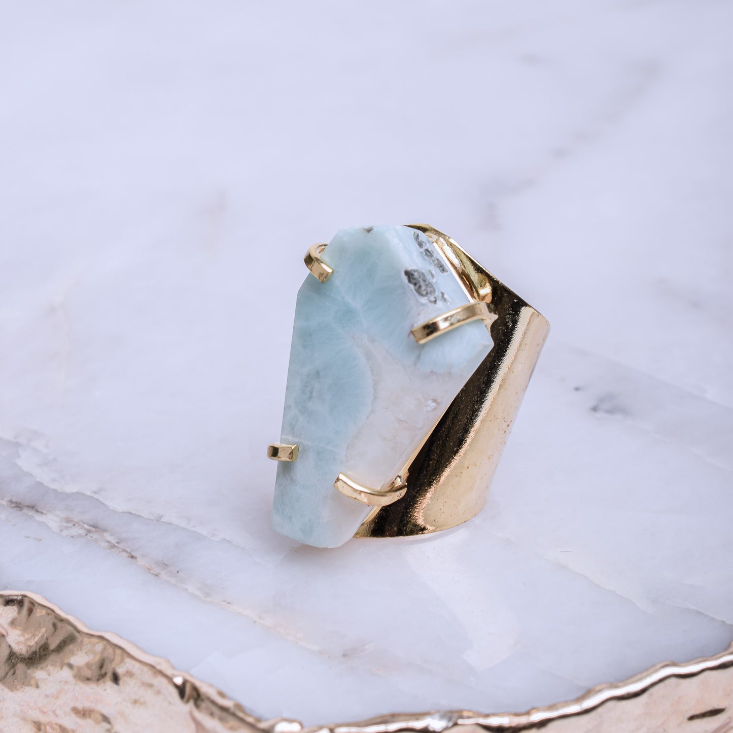 Larimar Gold Plated Ring 2