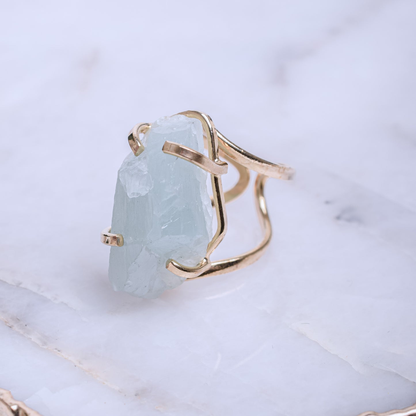 Aquamarine Gold Plated Ring 1