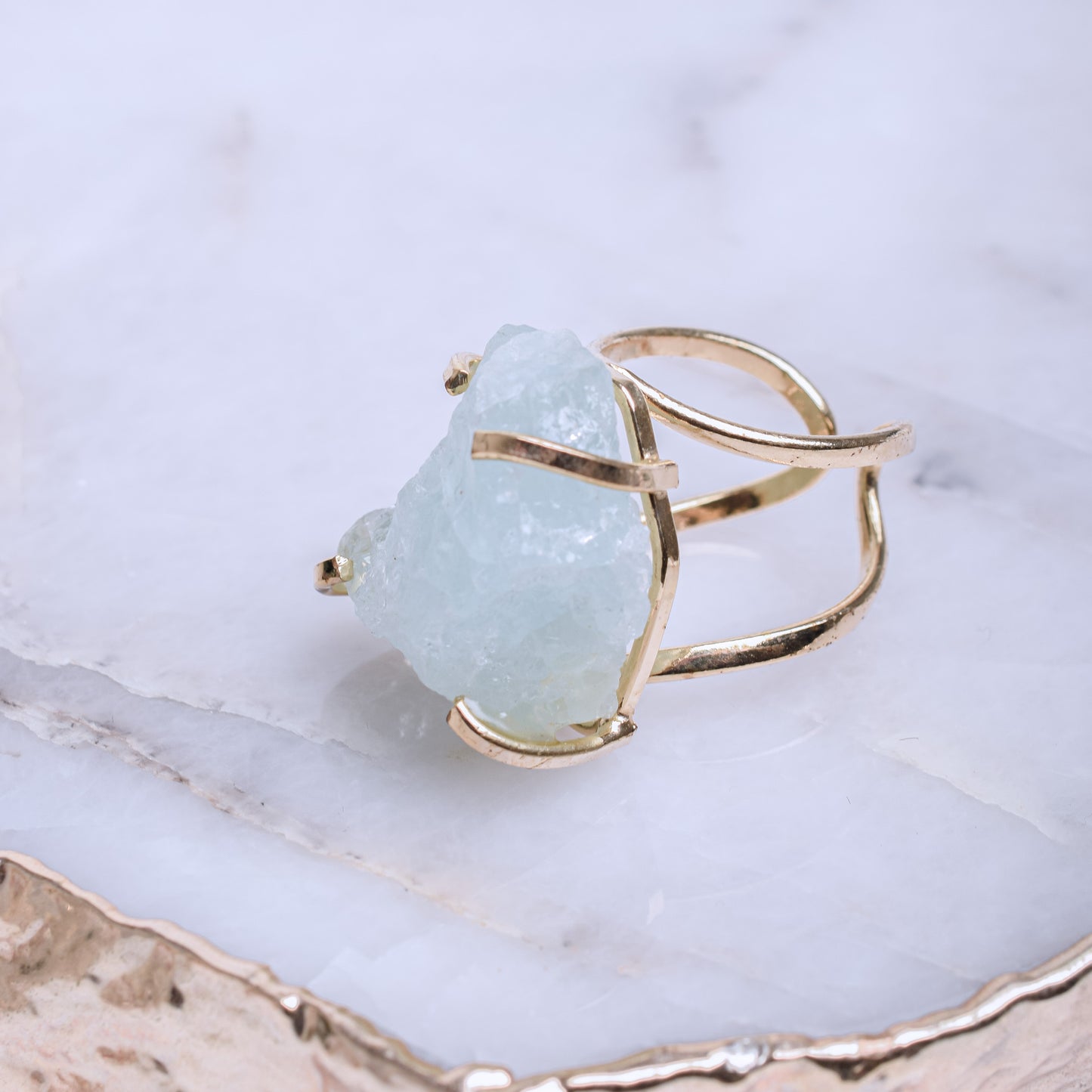 Aquamarine Gold Plated Ring 2