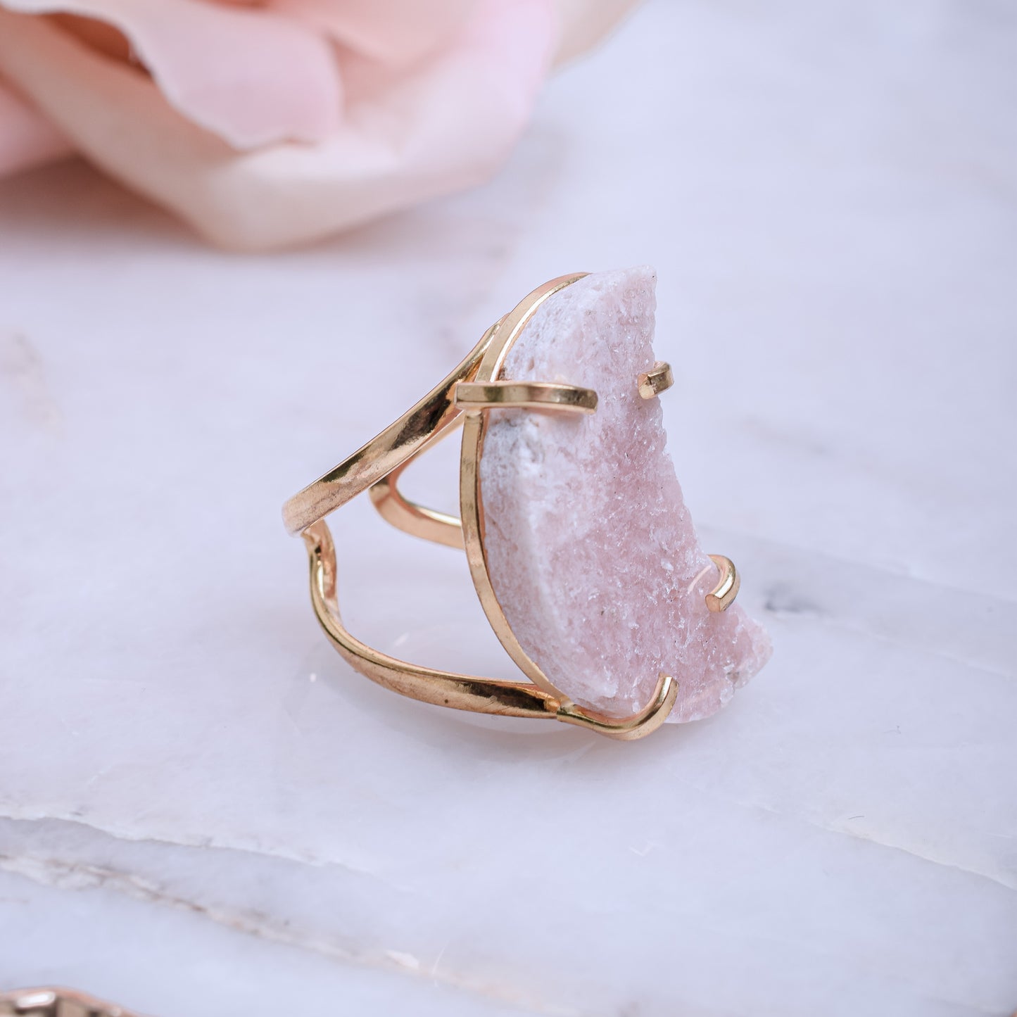 Pink Amethyst Gold Plated Ring