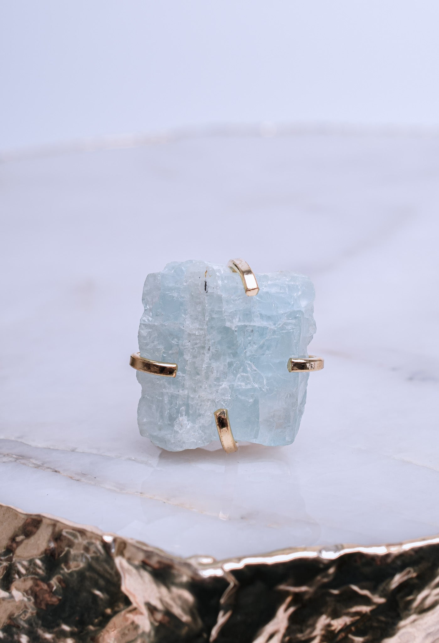 Aquamarine Gold Plated Ring 3