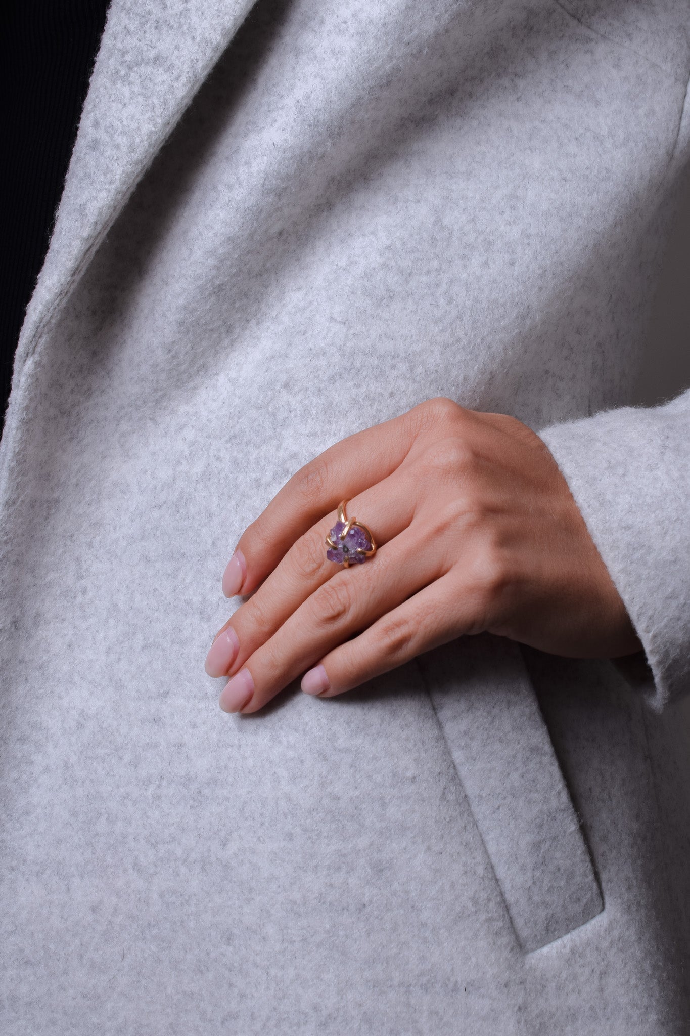 Amethyst Stalactite Gold Plated Ring