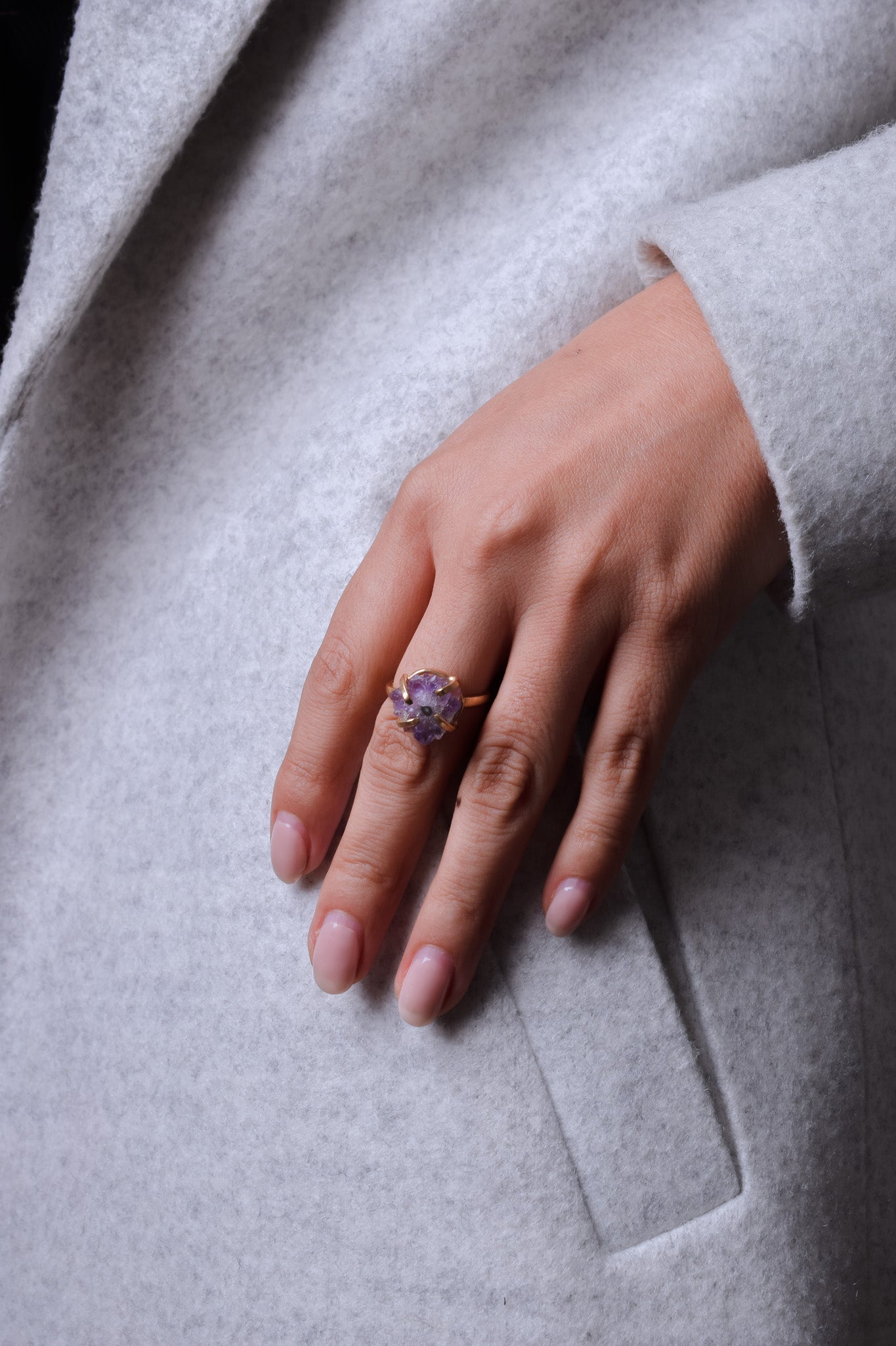 Amethyst Stalactite Gold Plated Ring