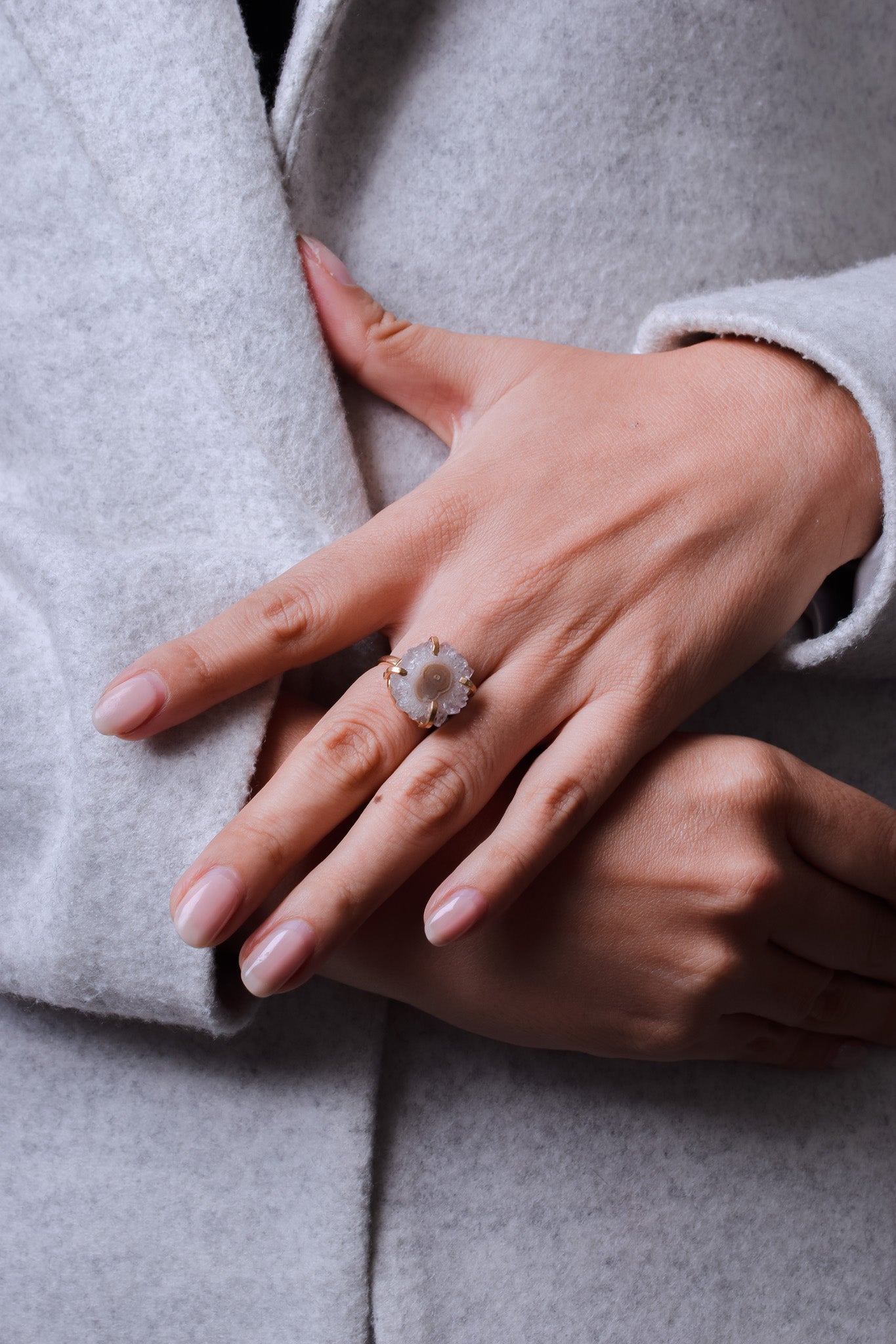 Amethyst Stalactite Gold Plated Ring 2