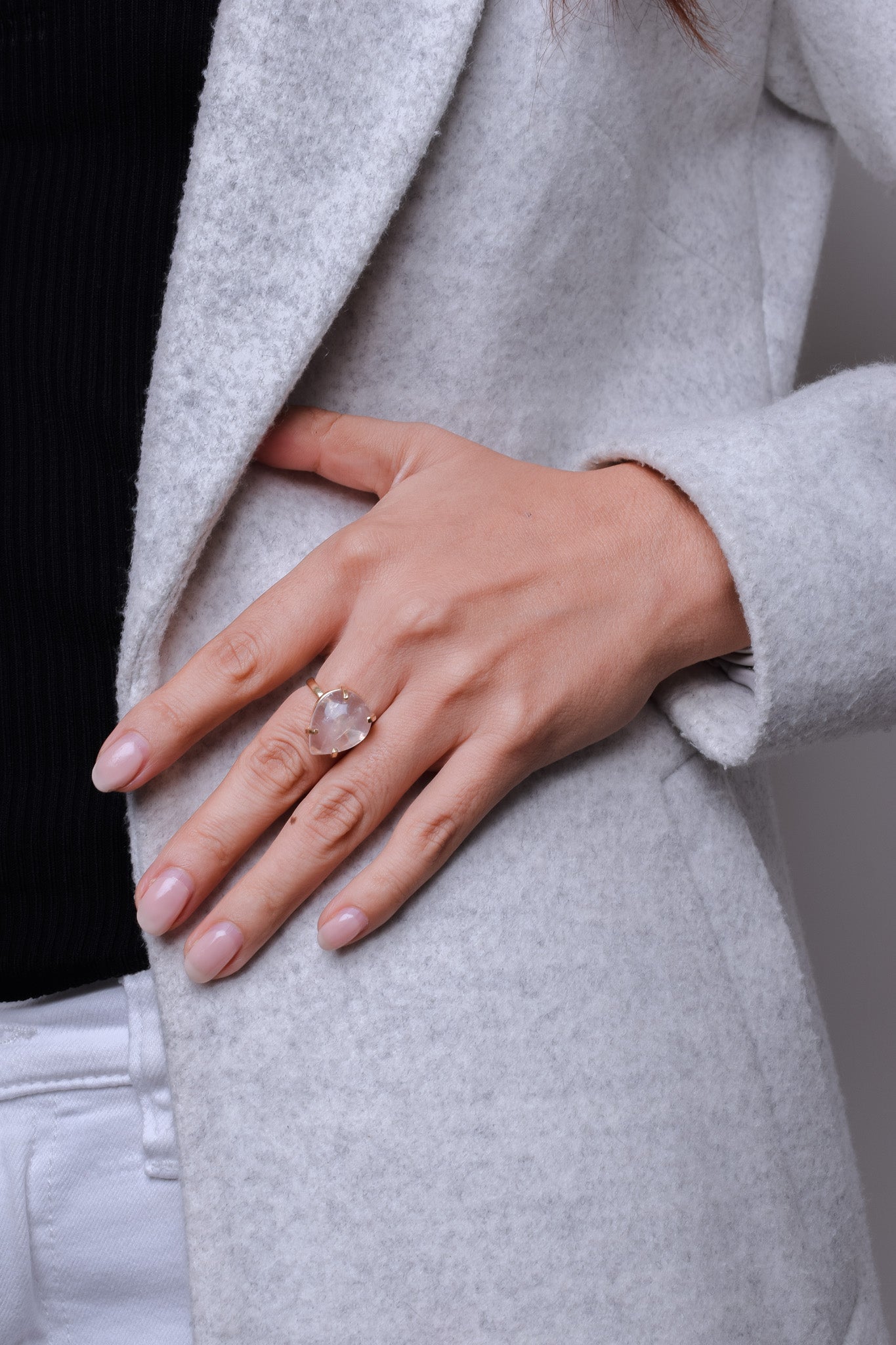 Rose Quartz Gold Plated Ring