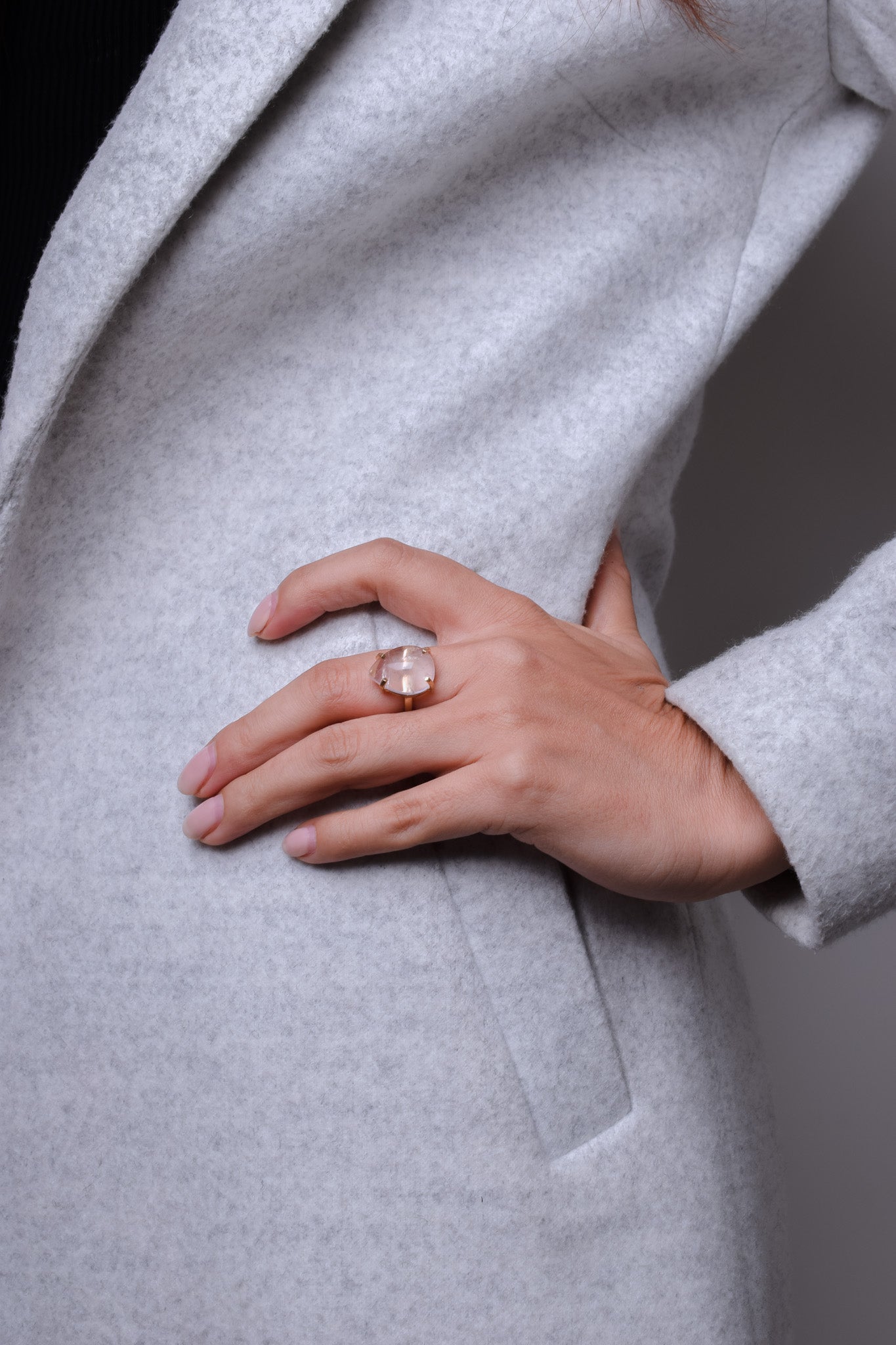 Rose Quartz Gold Plated Ring