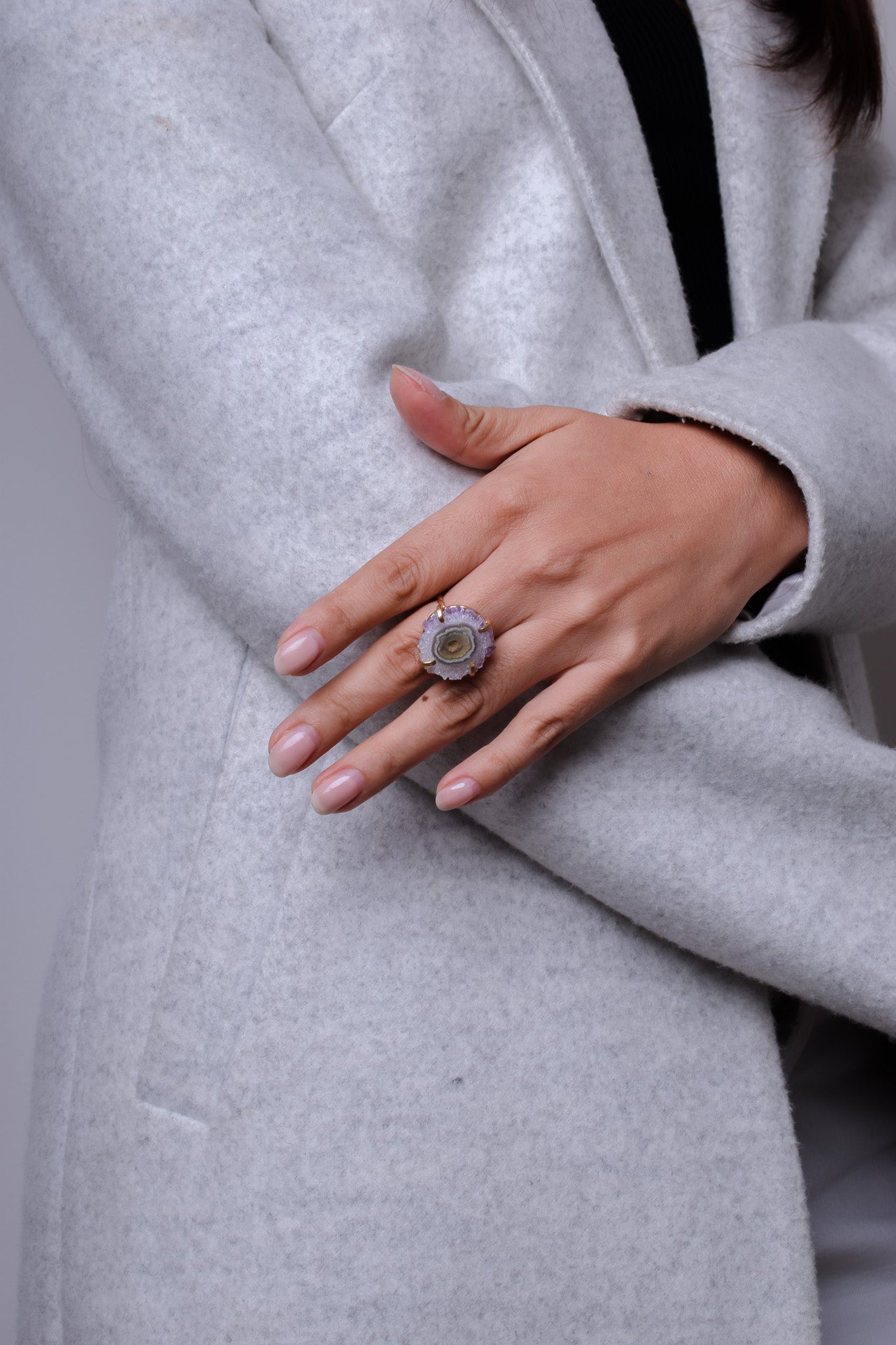 Amethyst Stalactite Gold Plated Ring 3