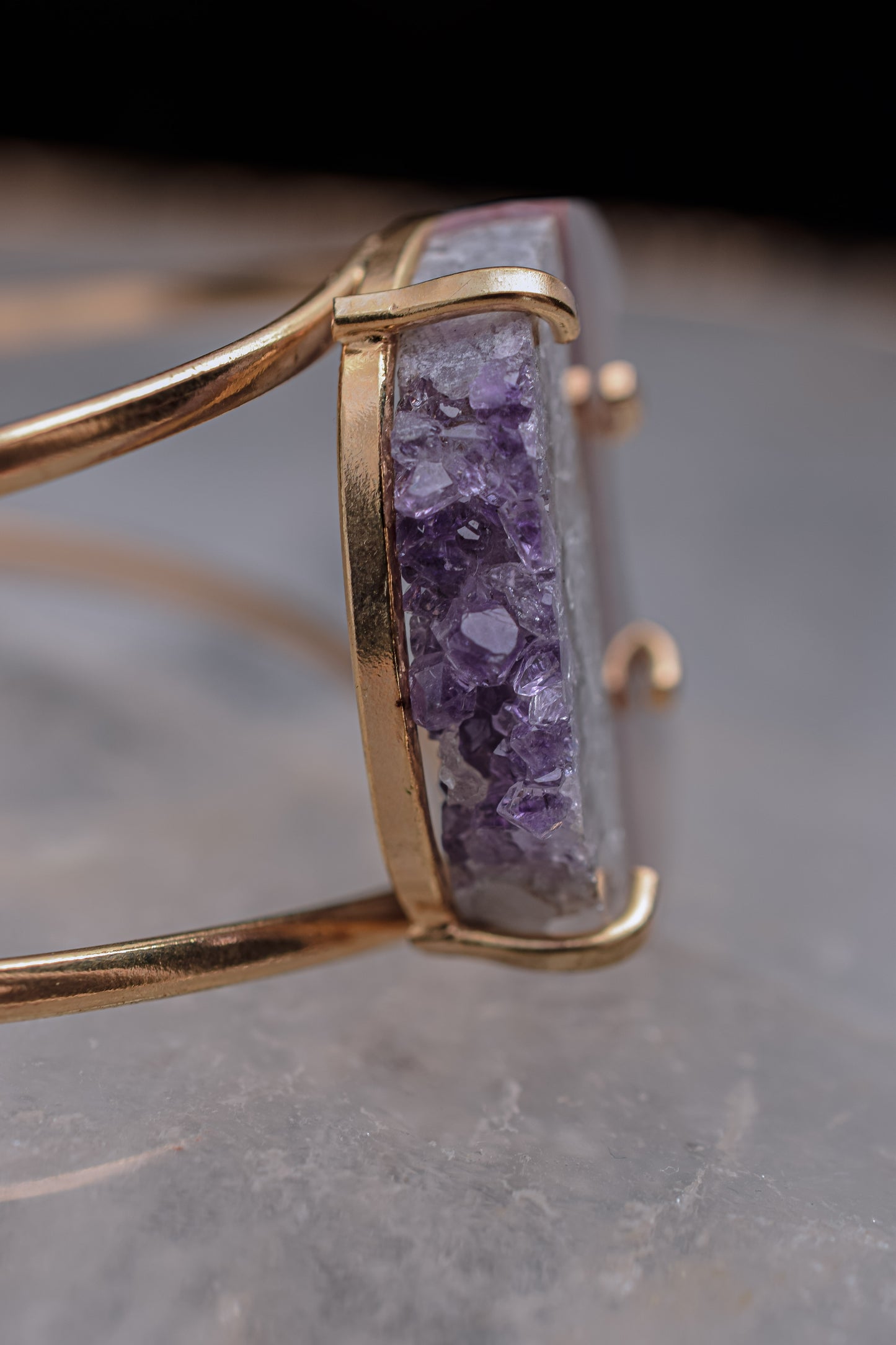 Amethyst Stalactite Druzy Moon Cuff Bracelet
