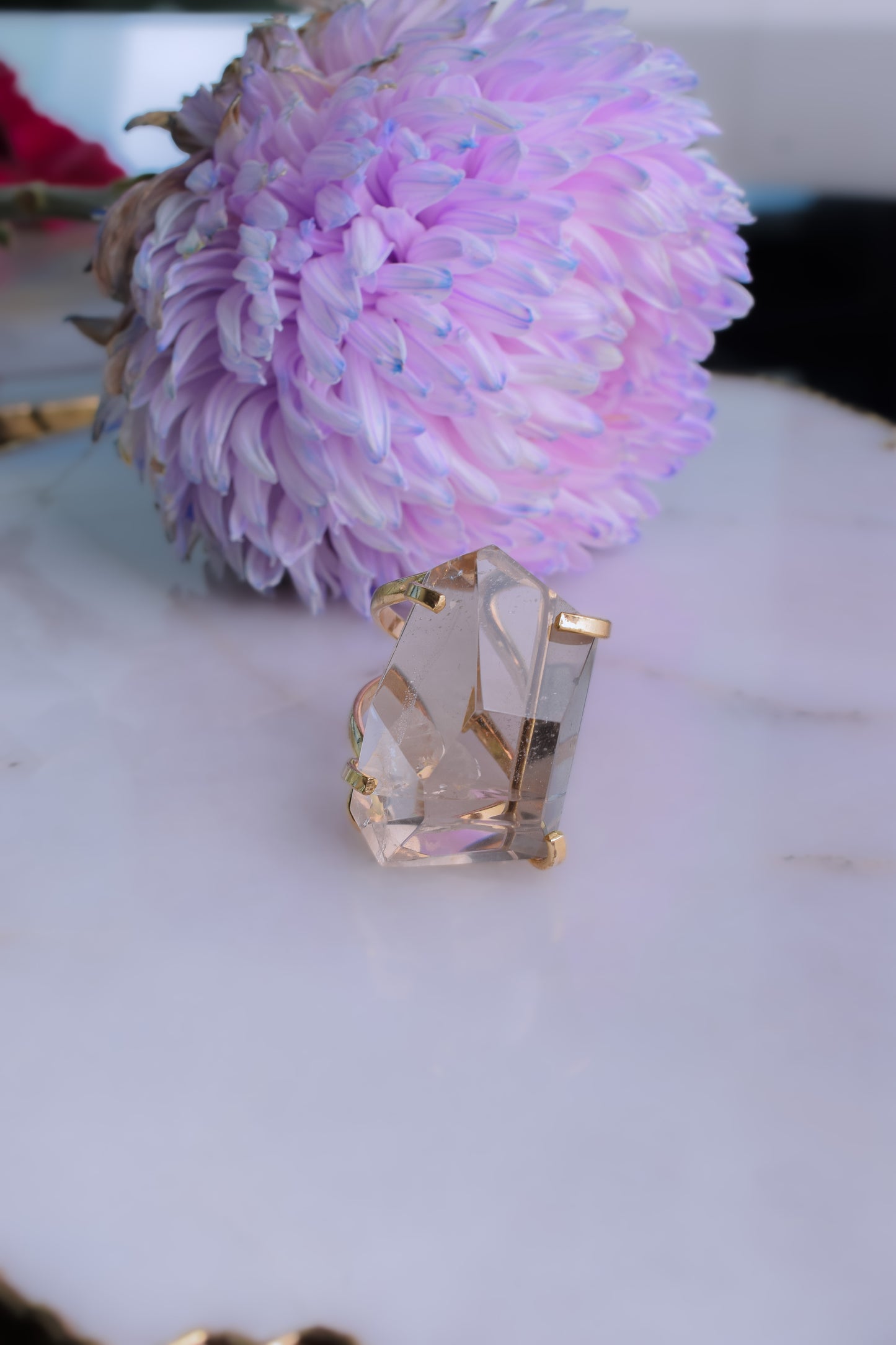 Citrine Gold Plated Statement Ring