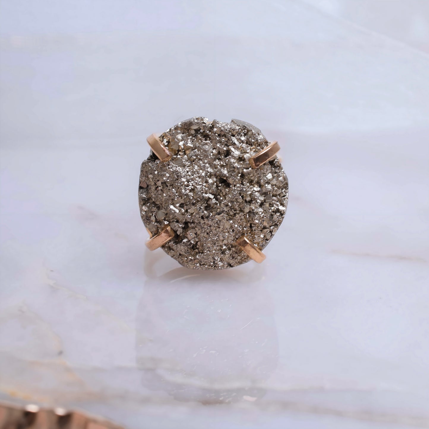 Raw Pyrite Gold Plated Ring