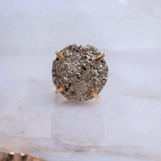 Raw Pyrite Gold Plated Ring