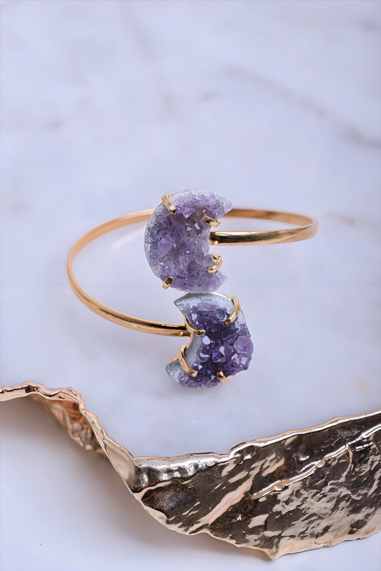 Amethyst Gold Plated Moon Bracelet