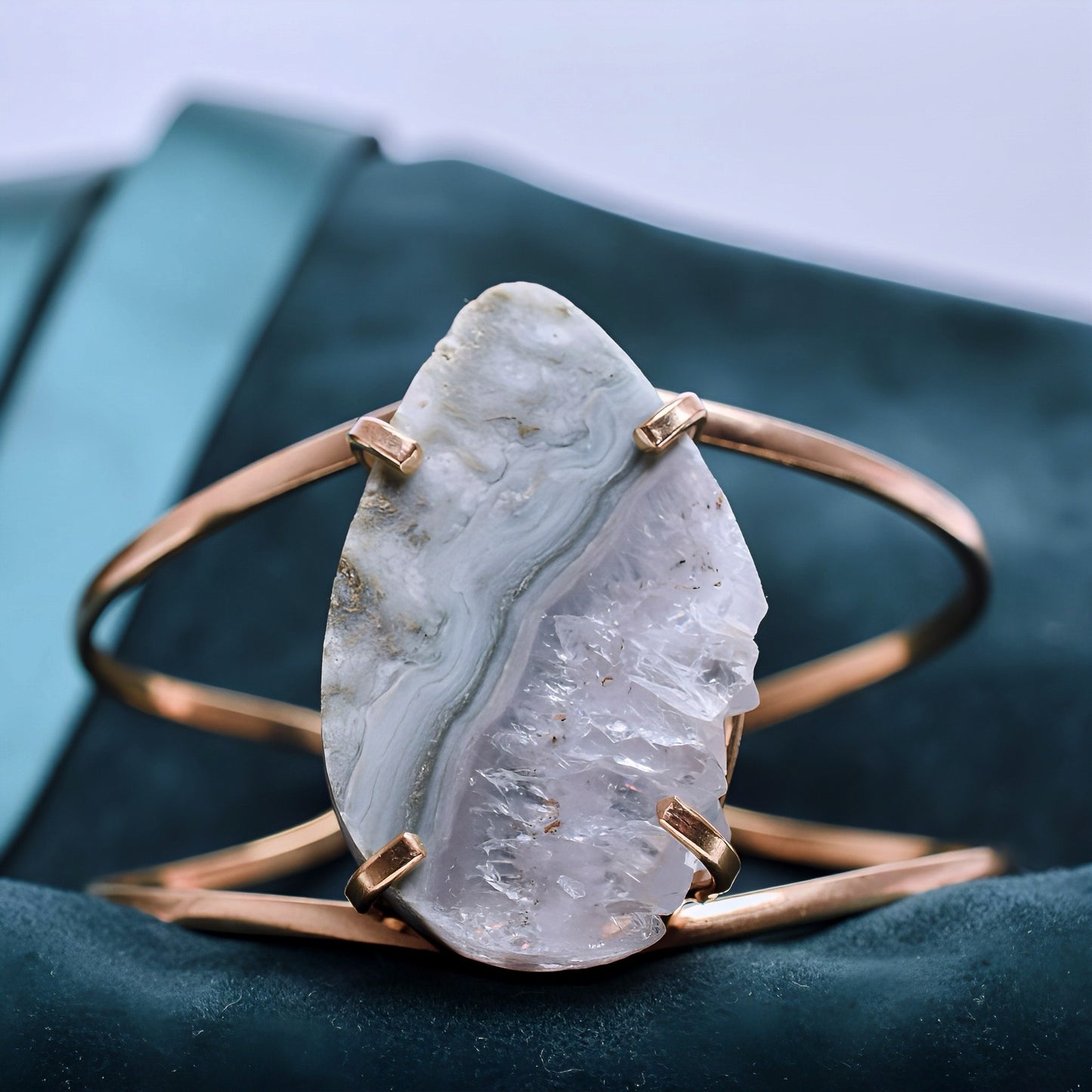 Amethyst Stalactite Gold Plated Drop-Shaped Bracelet