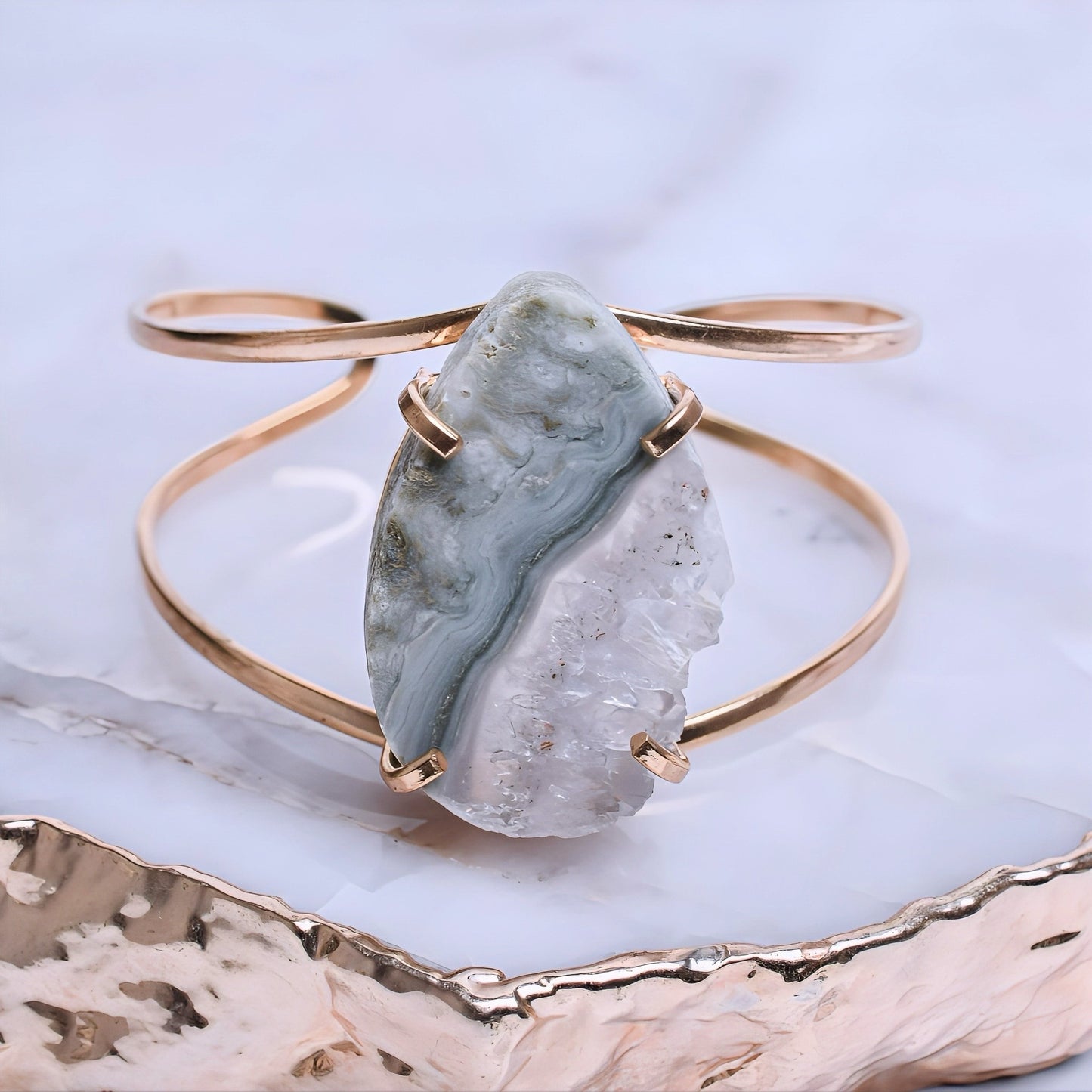 Amethyst Stalactite Gold Plated Drop-Shaped Bracelet