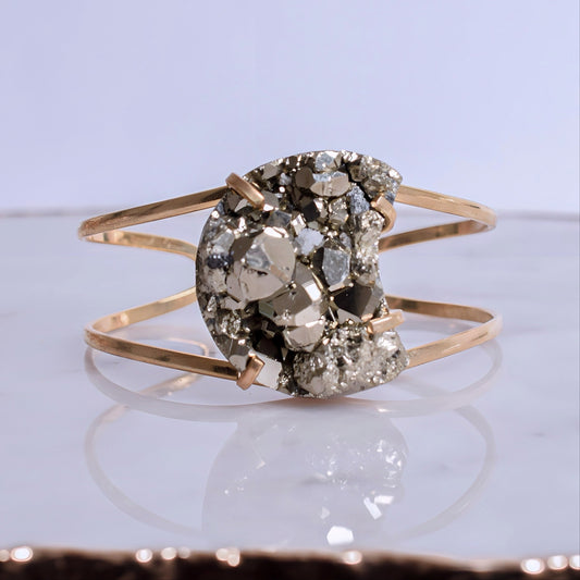 Crescent Moon Pyrite Bracelet