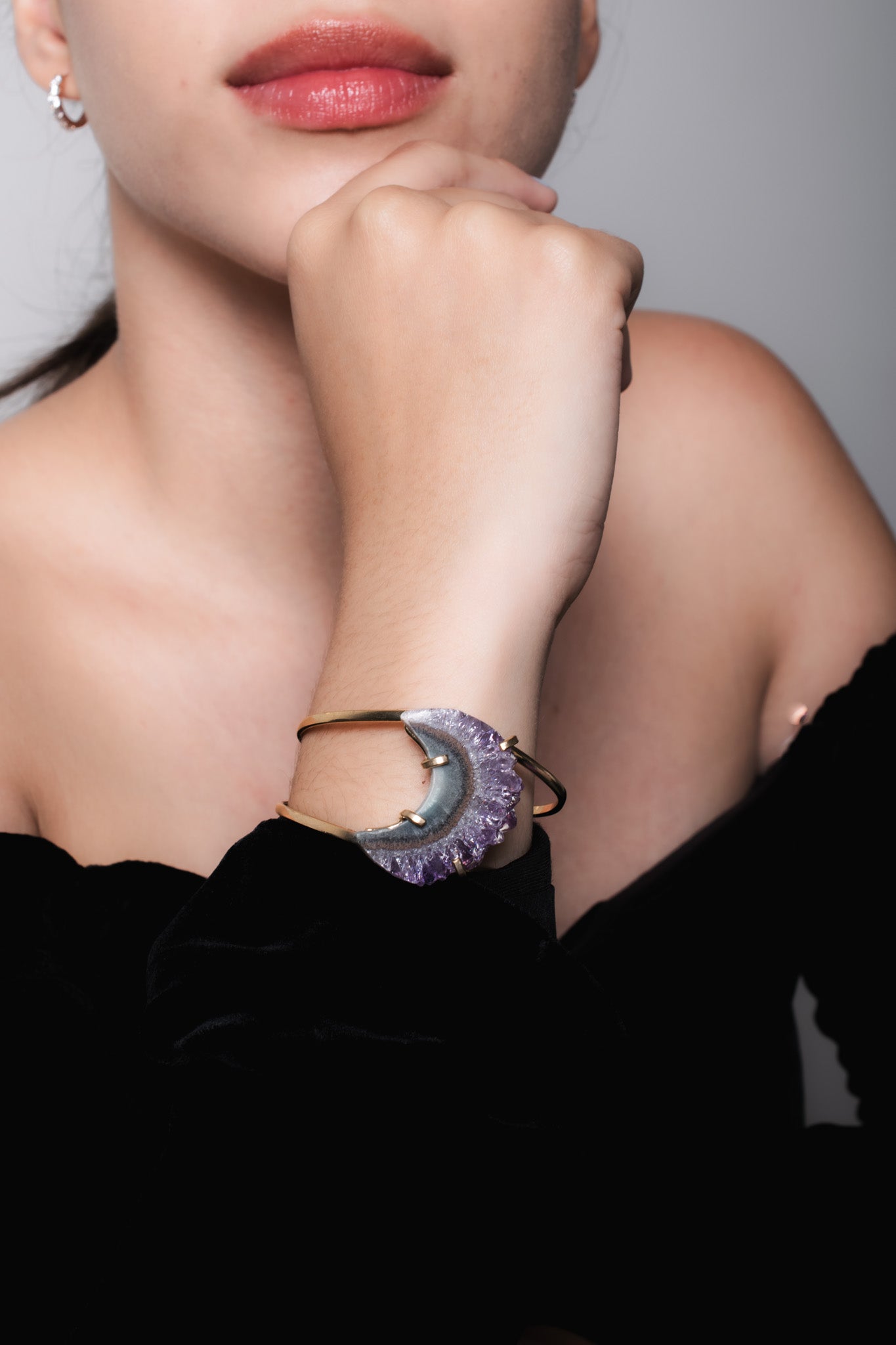 Amethyst Stalactite Moon Bracelet
