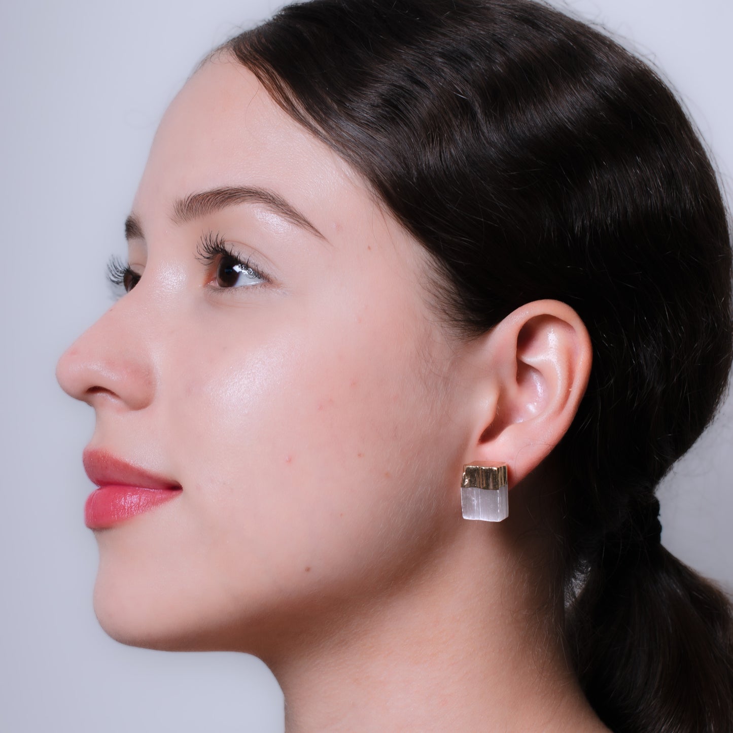 Selenite Gold Plated Stud Earrings